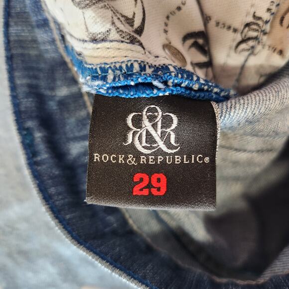 Rock & Republic Mid Rise Bootcut Jeans Raw Hem Medium Wash Denim Blue Size 29 - Picture 10 of 13